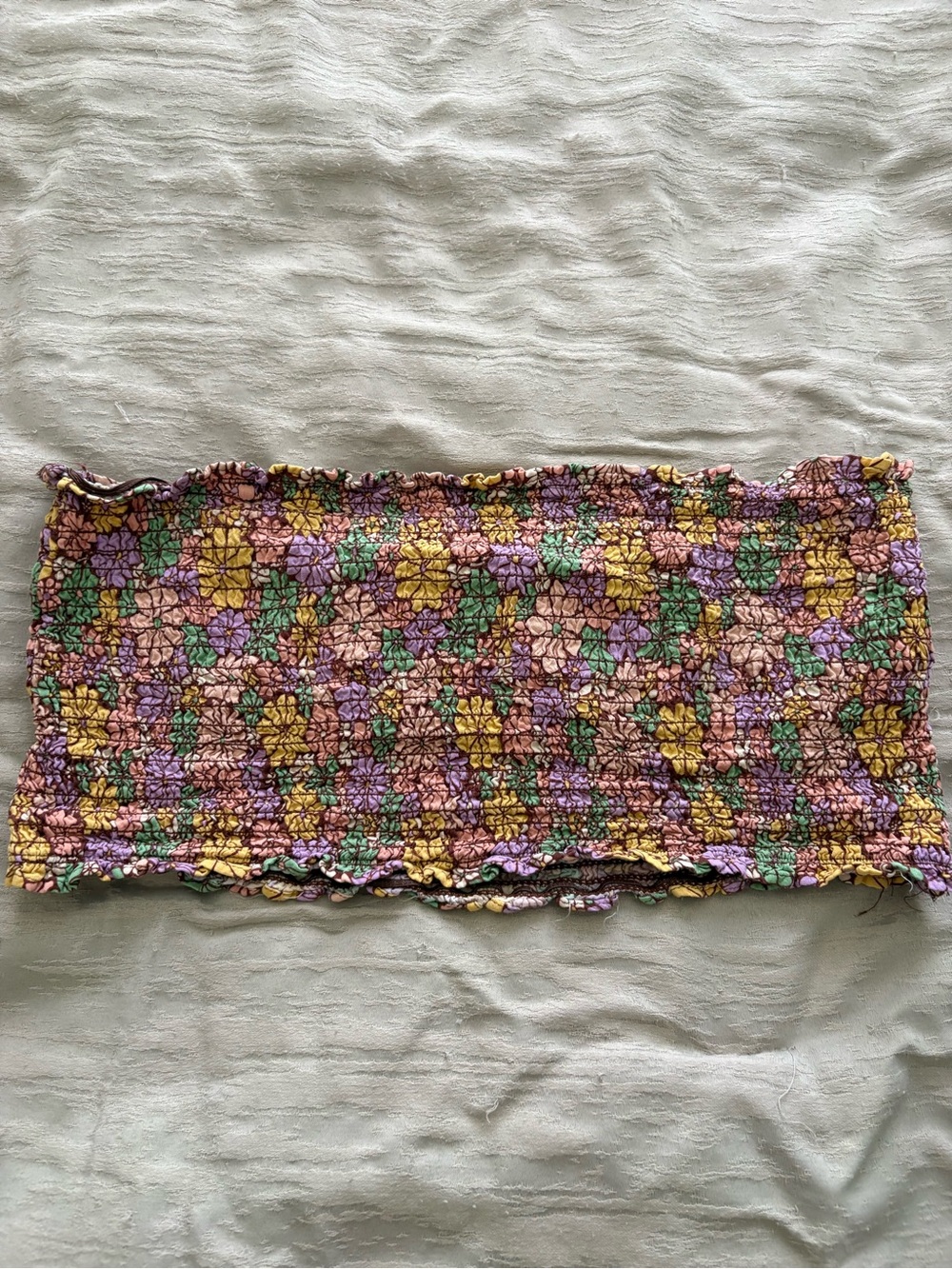 Roxy Floral Smocked Tube Top - Purple, Yellow, Green